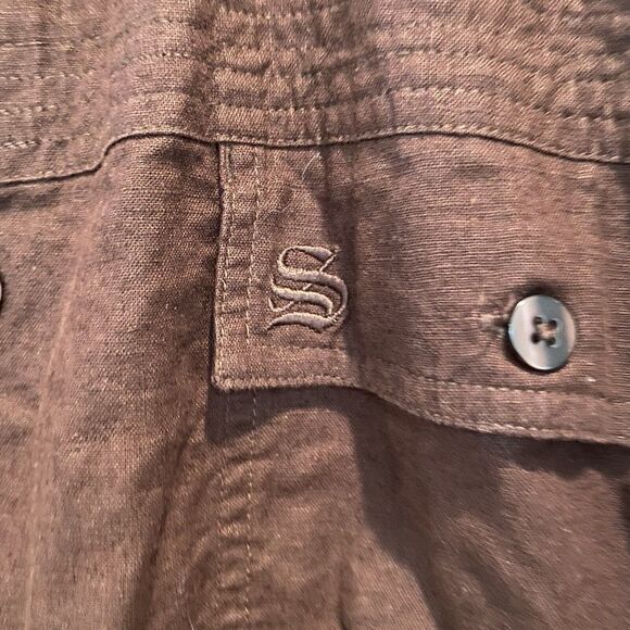 Southpole Linen Blend Shirt Men's XL Brown Long Sleeve Button Up Vtg Y2K EUC - Picture 4 of 12